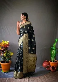 Fancy Silk Blend Saree With Blouse Piece For Women-thumb1