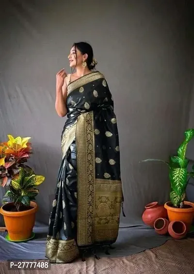 Fancy Silk Blend Saree With Blouse Piece For Women-thumb2