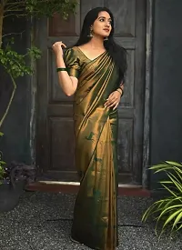 Fancy Silk Blend Saree With Blouse Piece For Women-thumb1