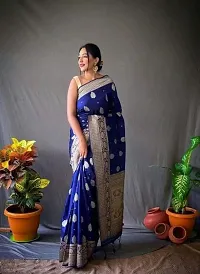 Fancy Silk Blend Saree With Blouse Piece For Women-thumb1