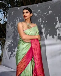 Fancy Silk Blend Saree With Blouse Piece For Women-thumb2