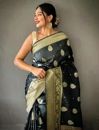 Fancy Silk Blend Saree With Blouse Piece For Women-thumb2