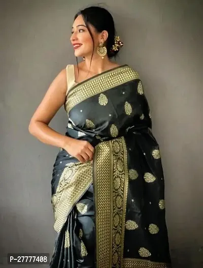 Fancy Silk Blend Saree With Blouse Piece For Women-thumb3