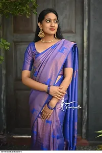 Fancy Silk Blend Saree With Blouse Piece For Women-thumb1