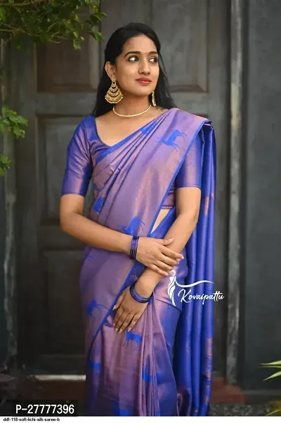 Fancy Silk Blend Saree With Blouse Piece For Women-thumb2