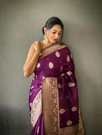 Fancy Silk Blend Saree With Blouse Piece For Women-thumb1