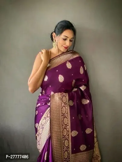 Fancy Silk Blend Saree With Blouse Piece For Women-thumb2