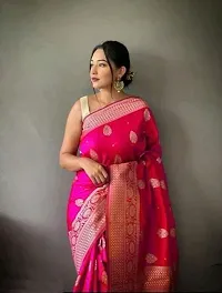 Fancy Silk Blend Saree With Blouse Piece For Women-thumb1