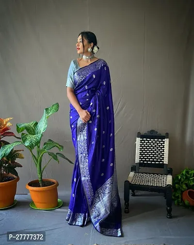 Fancy Silk Blend Saree With Blouse Piece For Women