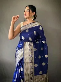 Fancy Silk Blend Saree With Blouse Piece For Women-thumb2