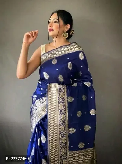 Fancy Silk Blend Saree With Blouse Piece For Women-thumb3