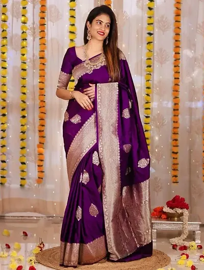 Beautiful Lichi Silk Jacquard Saree With Blouse Piece For Women