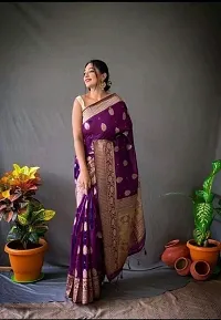 Fancy Silk Blend Saree With Blouse Piece For Women-thumb2