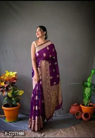 Fancy Silk Blend Saree With Blouse Piece For Women-thumb3