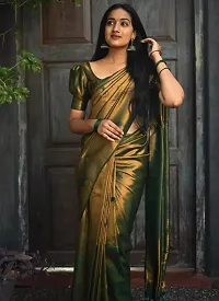 Fancy Silk Blend Saree With Blouse Piece For Women-thumb2