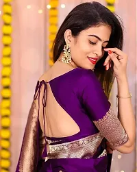 Fancy Silk Blend Saree With Blouse Piece For Women-thumb2