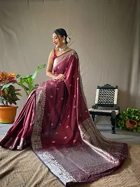 Fancy Silk Blend Saree With Blouse Piece For Women-thumb2