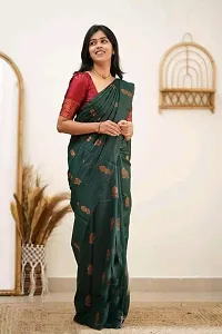 Fancy Silk Blend Saree With Blouse Piece For Women-thumb1