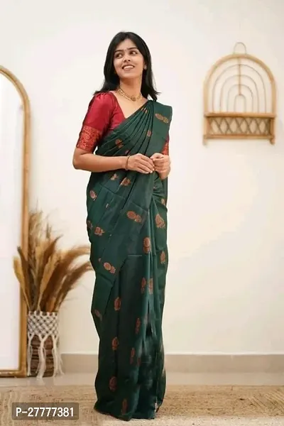 Fancy Silk Blend Saree With Blouse Piece For Women-thumb2