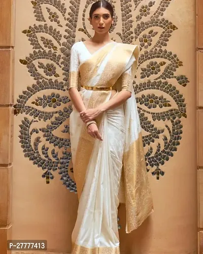 Fancy Silk Blend Saree With Blouse Piece For Women