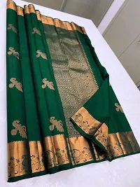 Fancy Silk Blend Saree With Blouse Piece For Women-thumb1