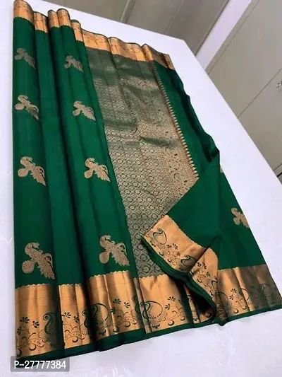 Fancy Silk Blend Saree With Blouse Piece For Women-thumb2