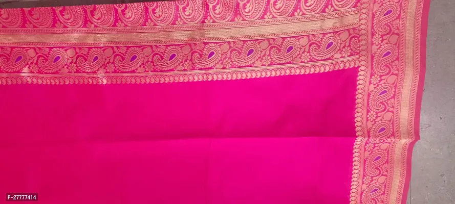 Fancy Silk Blend Saree With Blouse Piece For Women-thumb3