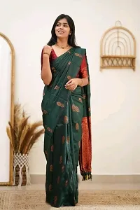 Fancy Silk Blend Saree With Blouse Piece For Women-thumb2