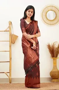 Fancy Silk Blend Saree With Blouse Piece For Women-thumb2