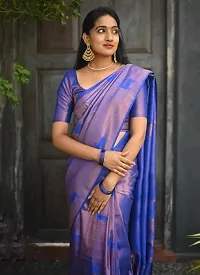 Fancy Silk Blend Saree With Blouse Piece For Women-thumb2