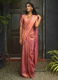 Fancy Silk Blend Saree With Blouse Piece For Women-thumb1