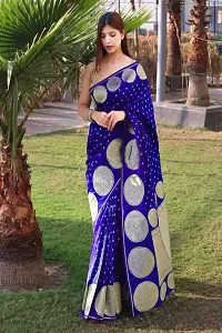 Fancy Silk Blend Saree With Blouse Piece For Women-thumb2