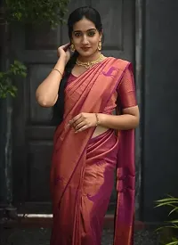 Fancy Silk Blend Saree With Blouse Piece For Women-thumb1