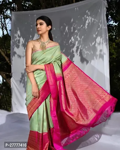 Fancy Silk Blend Saree With Blouse Piece For Women-thumb2