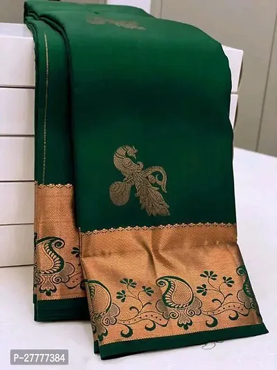 Fancy Silk Blend Saree With Blouse Piece For Women-thumb0