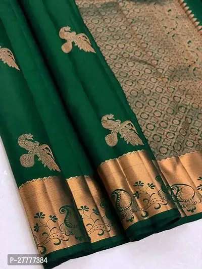 Fancy Silk Blend Saree With Blouse Piece For Women-thumb3