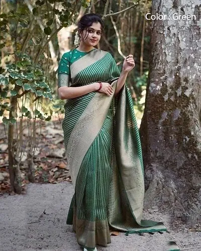 Women Stylish Art Silk Self Pattern Saree with Blouse piece