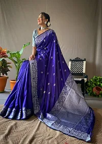 Fancy Silk Blend Saree With Blouse Piece For Women-thumb1