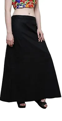 Reliable Black Cotton Blend Solid Patticoats For Women-thumb1