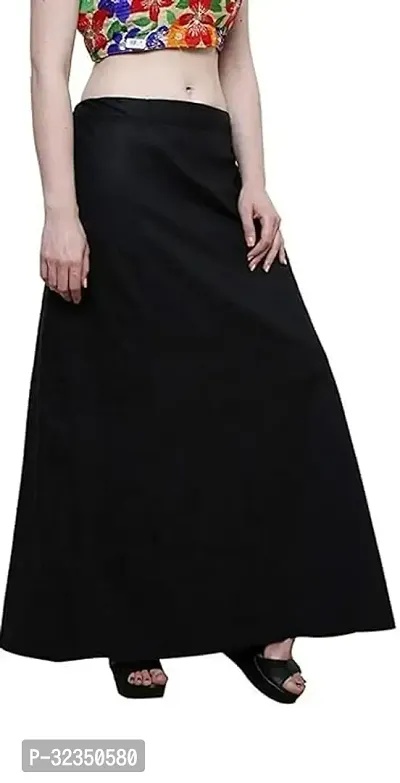 Reliable Black Cotton Blend Solid Patticoats For Women-thumb2