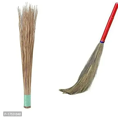 Combo Of Dry And Wet Broom, Long Grass Broom And Coconut Stick Dry ,Wet Broom For Cleaning Home Garden-thumb0