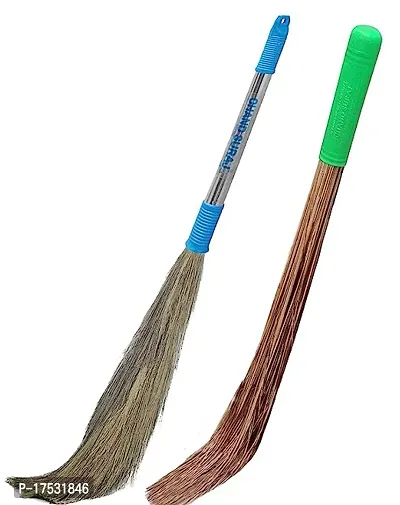 Broom Stick For Home Cleaning Combo - 1 Hard And 1 Soft Brooms -Pack Of 2, Medium-thumb0