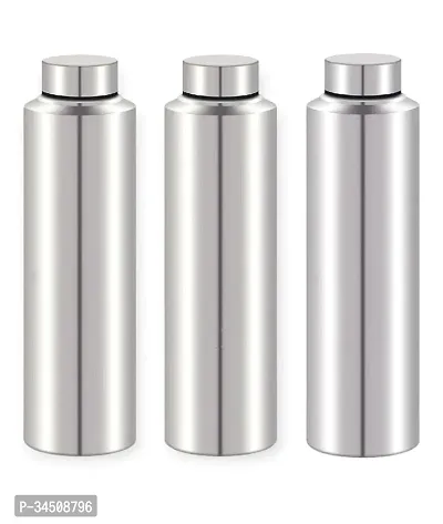 Elegant Stainless Steel Fridge Water Bottle- 1000 ml Each, Pack Of 3