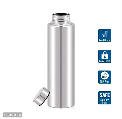 Elegant Stainless Steel Fridge Water Bottle- 1000 ml Each, Pack Of 3-thumb5