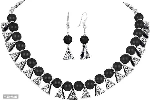 Kaima Oxidised Silver Black Jewellery Set Pack of 1