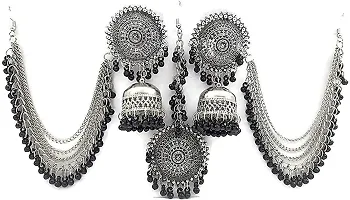 KAALRATRI Oxidised Silver Alloy Sterling Silver Silver Black Jewellery Set Pack of 1-thumb2