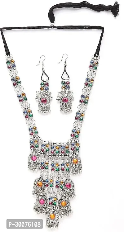 Kaima Oxidised Silver Silver Multicolor Jewellery Set Pack of 1