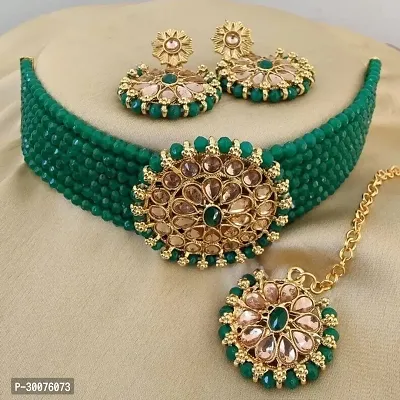 Kaima Alloy Goldplated Green Jewellery Set Pack of 1-thumb0