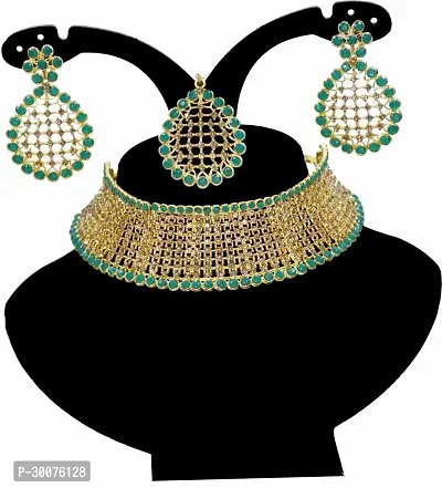 Kaima Alloy Goldplated Green Jewellery Set Pack of 1