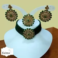 Kaima Alloy Goldplated Green Jewellery Set Pack of 1-thumb3